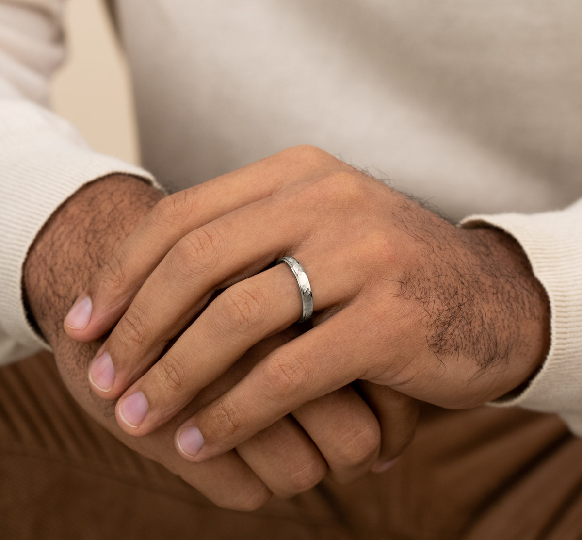 THE SWANSON 4mm 14K White Benchmark men's wedding band