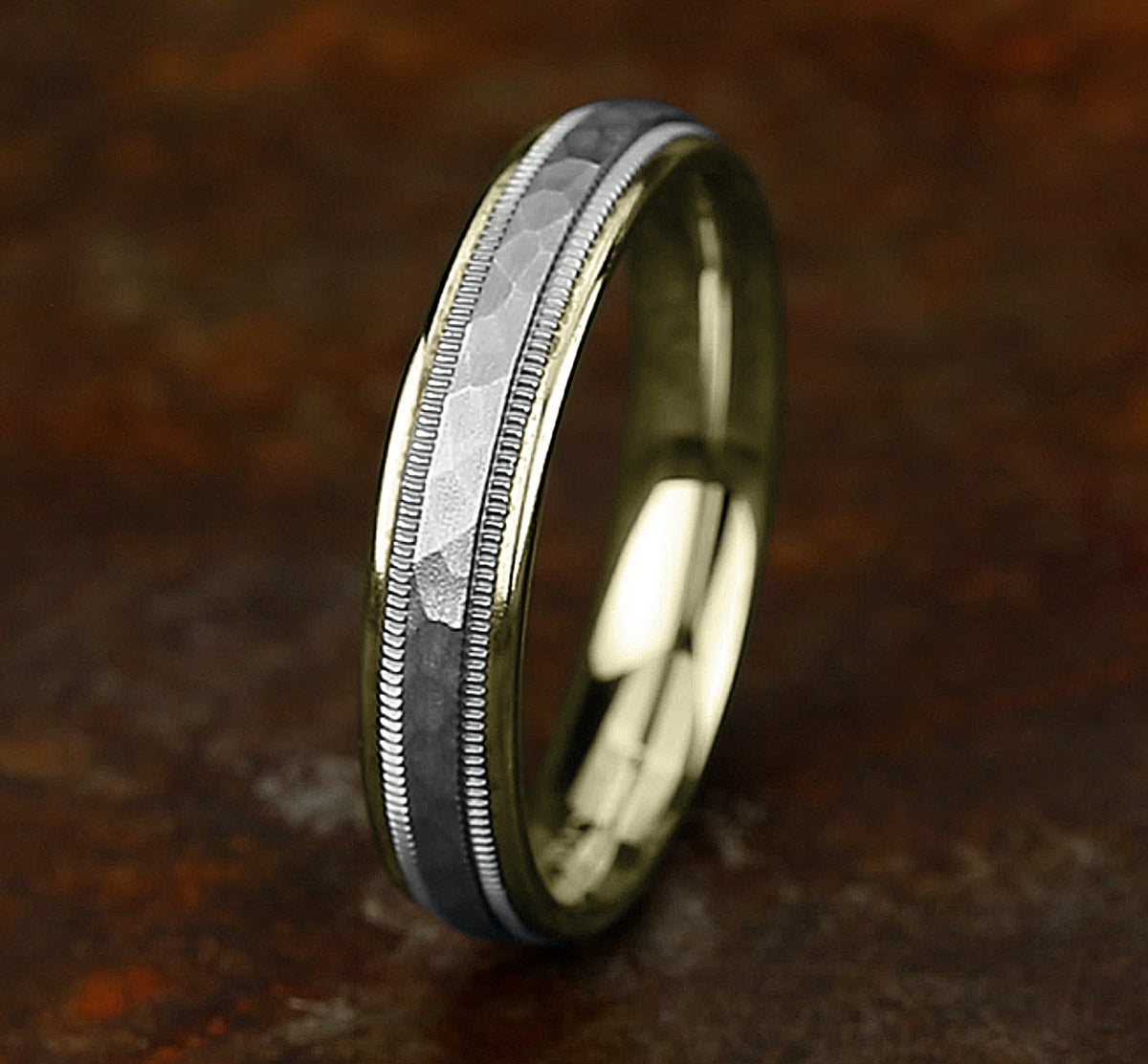 THE BAXTER 4.5mm 14K Yellow/White Benchmark men's wedding band