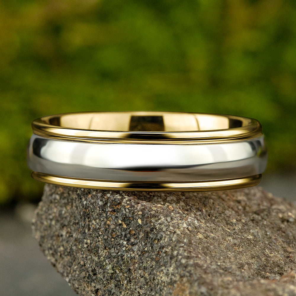 THE CAPTAIN 4.5mm 14K Yellow/White Benchmark men's wedding band