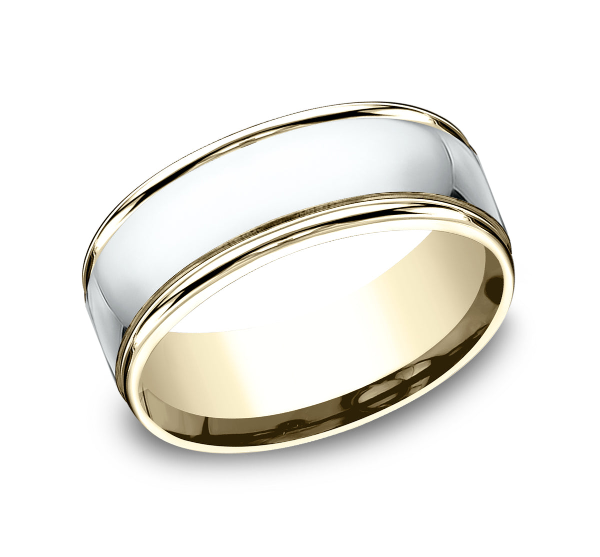 THE CAPTAIN 4.5mm 14K Yellow/White Benchmark men's wedding band