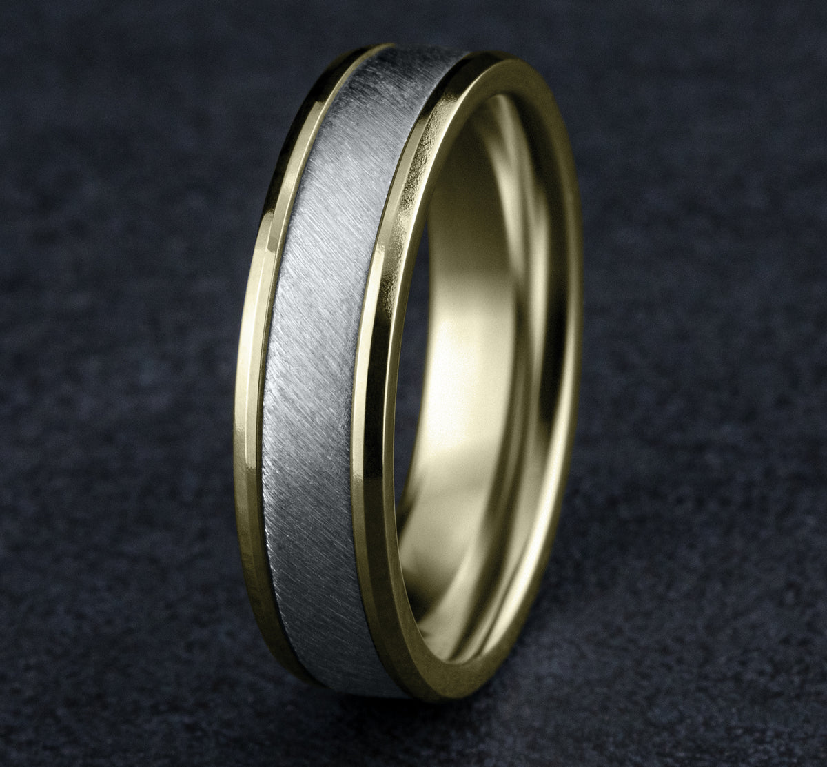 THE CAESAR 6mm 14K Yellow/White Benchmark men's wedding band