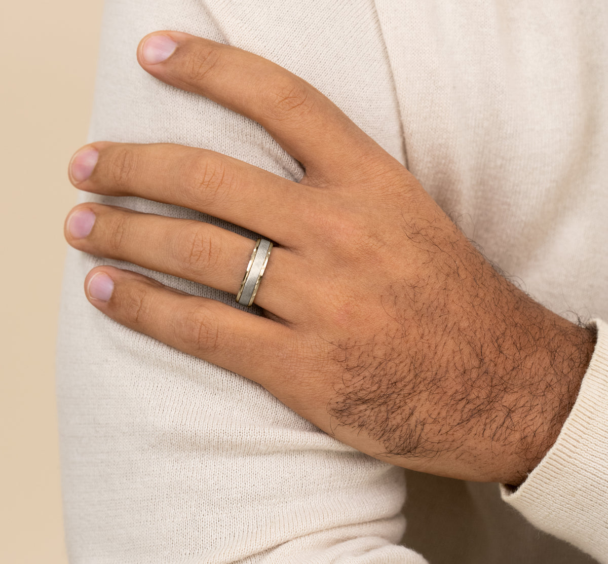 THE CAESAR 6mm 14K Yellow/White Benchmark men's wedding band