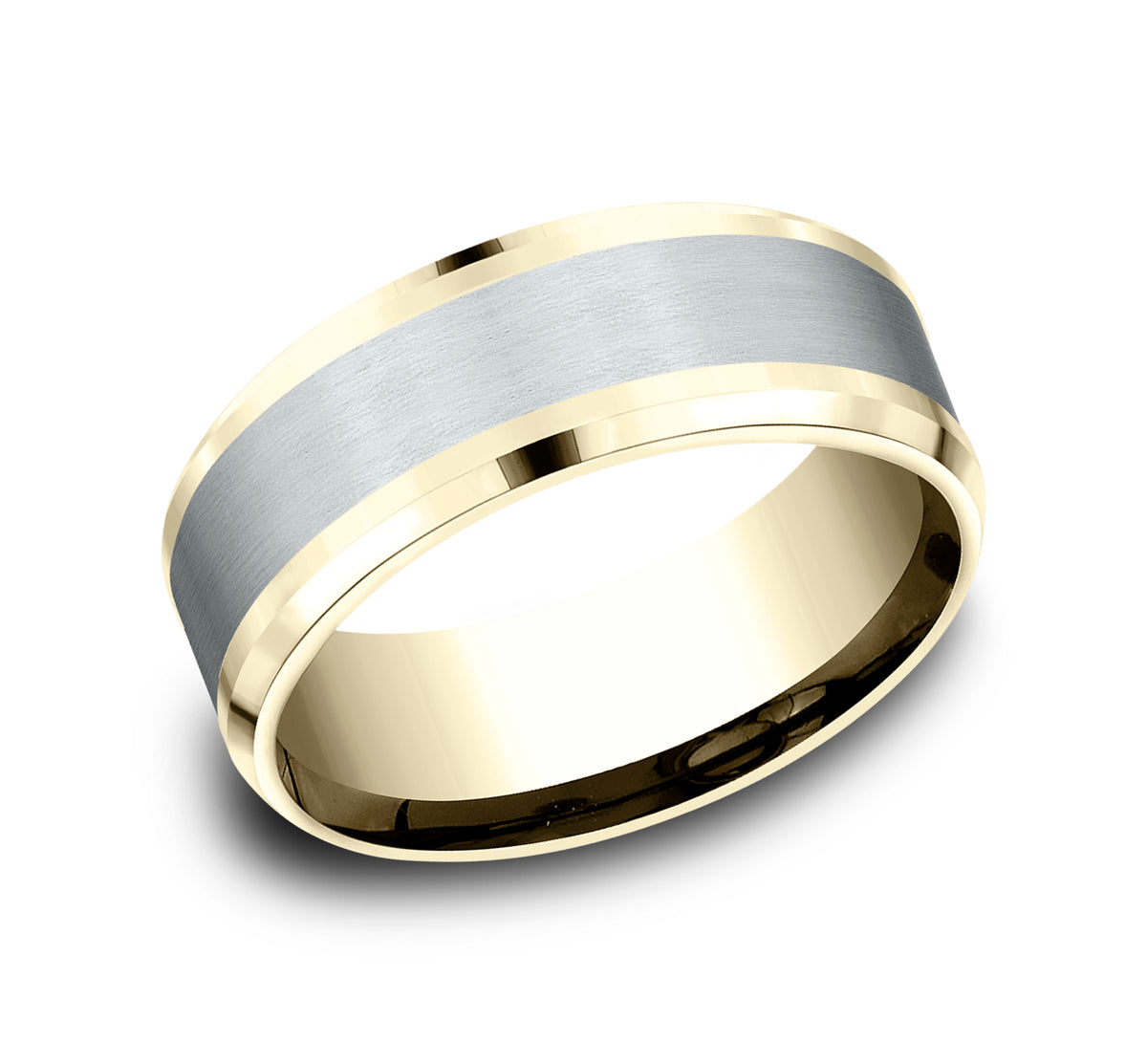 THE DUKE 8mm 14K Yellow/White Benchmark men's wedding band