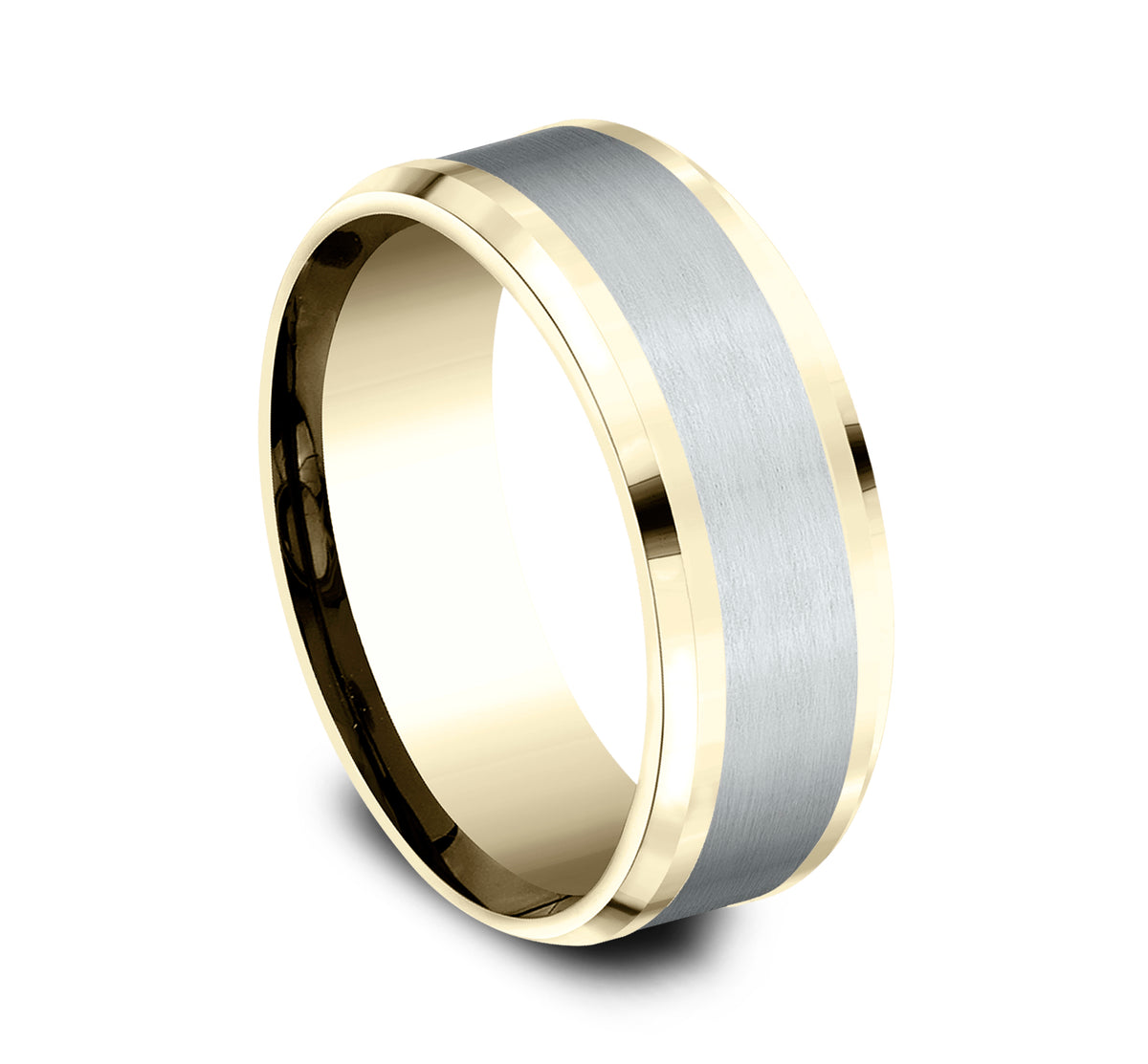 THE DUKE 8mm 14K Yellow/White Benchmark men's wedding band