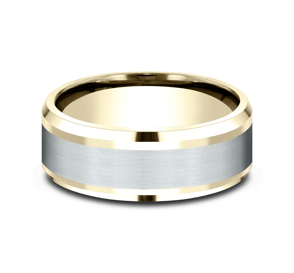 THE DUKE 8mm 14K Yellow/White Benchmark men's wedding band