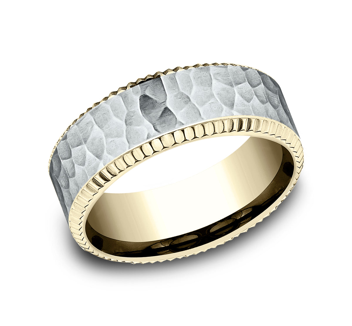 THE ANDERSON 8mm 14K Yellow/White Benchmark men's wedding band