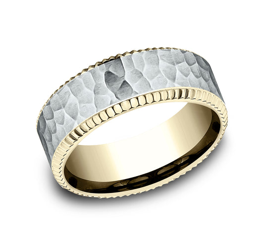 THE ANDERSON 8mm 14K Yellow/White Benchmark men's wedding band