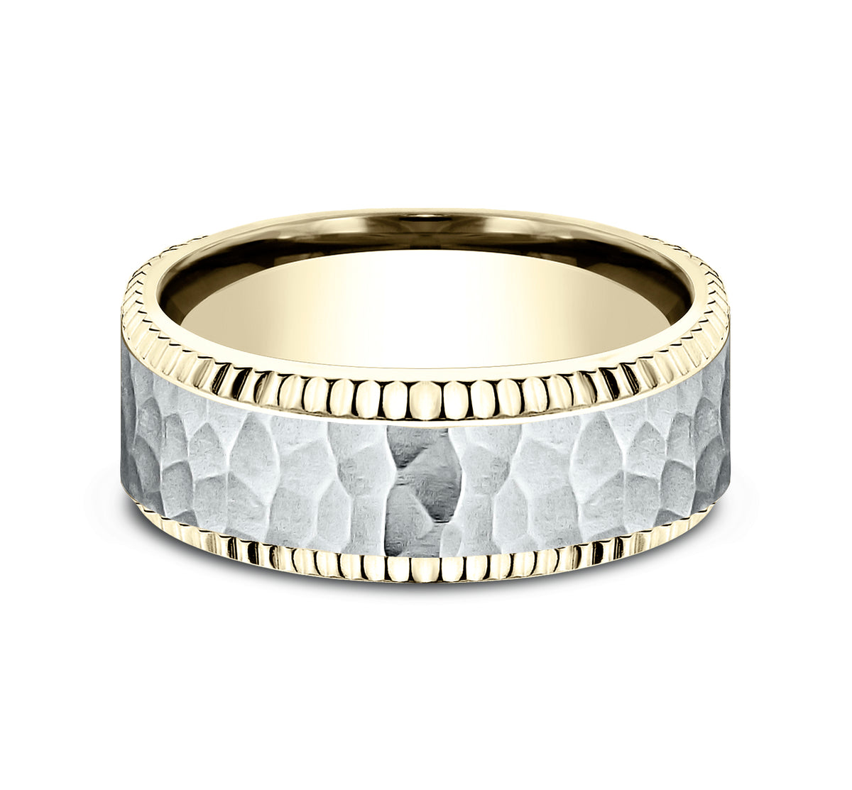 THE ANDERSON 8mm 14K Yellow/White Benchmark men's wedding band