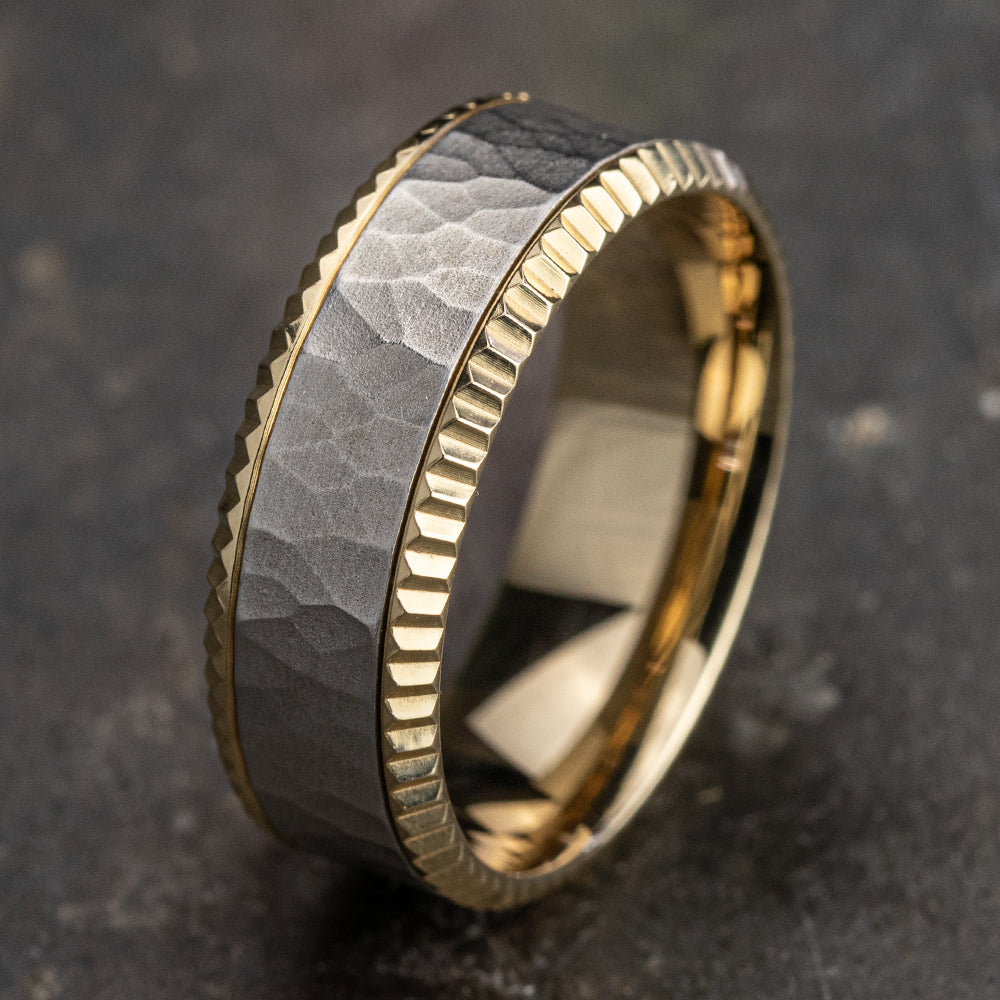 THE ANDERSON 8mm 14K Yellow/White Benchmark men's wedding band