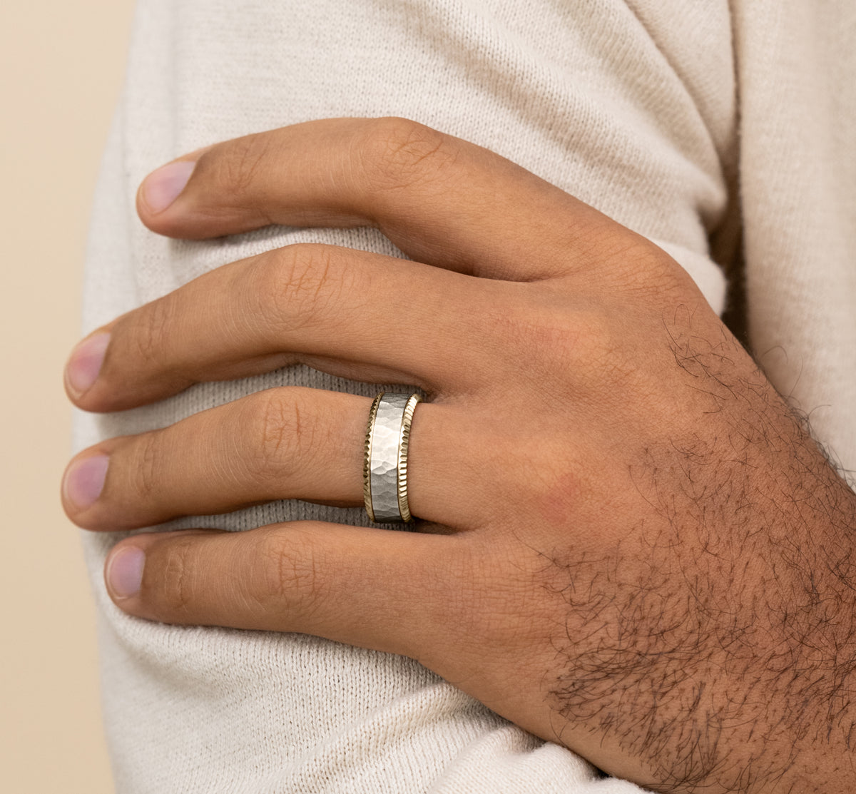 THE ANDERSON 8mm 14K Yellow/White Benchmark men's wedding band