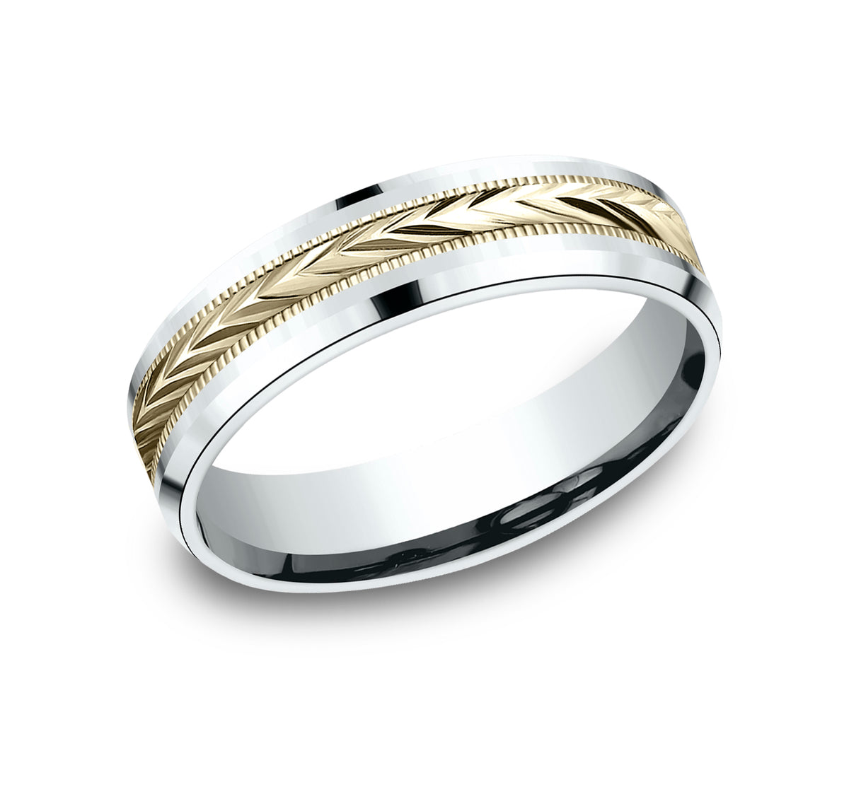 THE ELECTOR 6mm 14K White/Yellow Benchmark men's wedding band