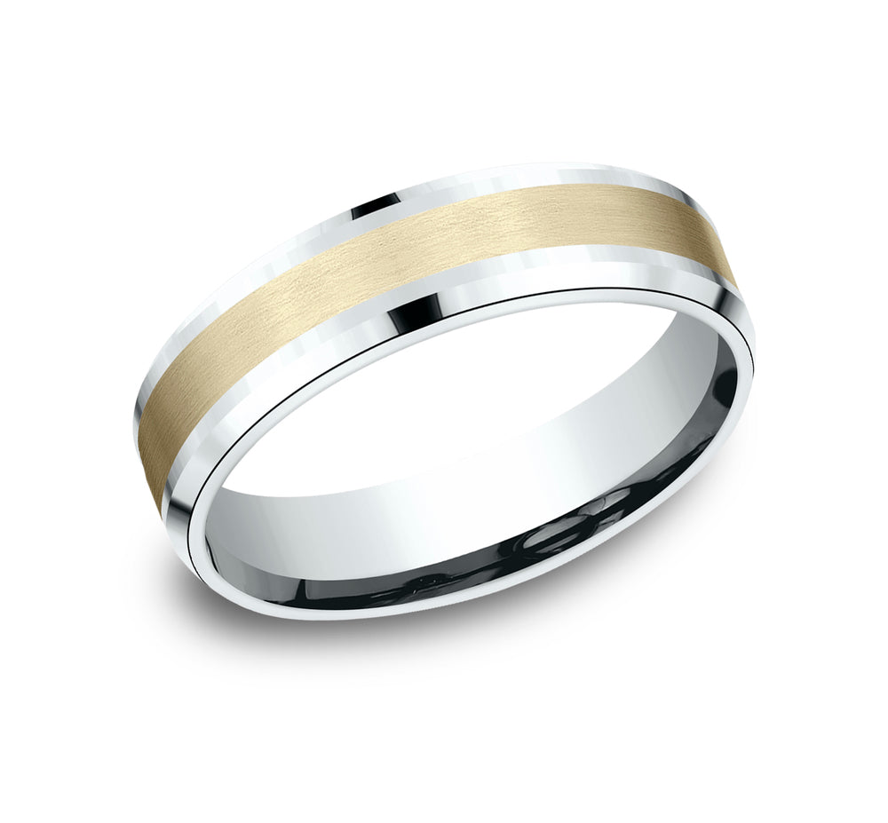 THE DUKE 8mm 14K Yellow/White Benchmark men's wedding band