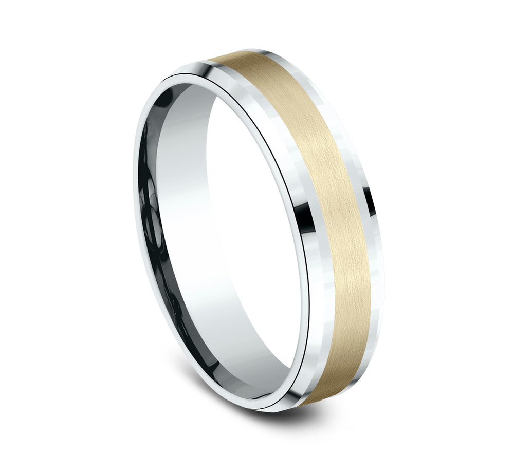 THE DUKE 8mm 14K Yellow/White Benchmark men's wedding band