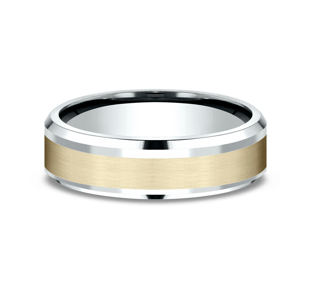 THE DUKE 8mm 14K Yellow/White Benchmark men's wedding band