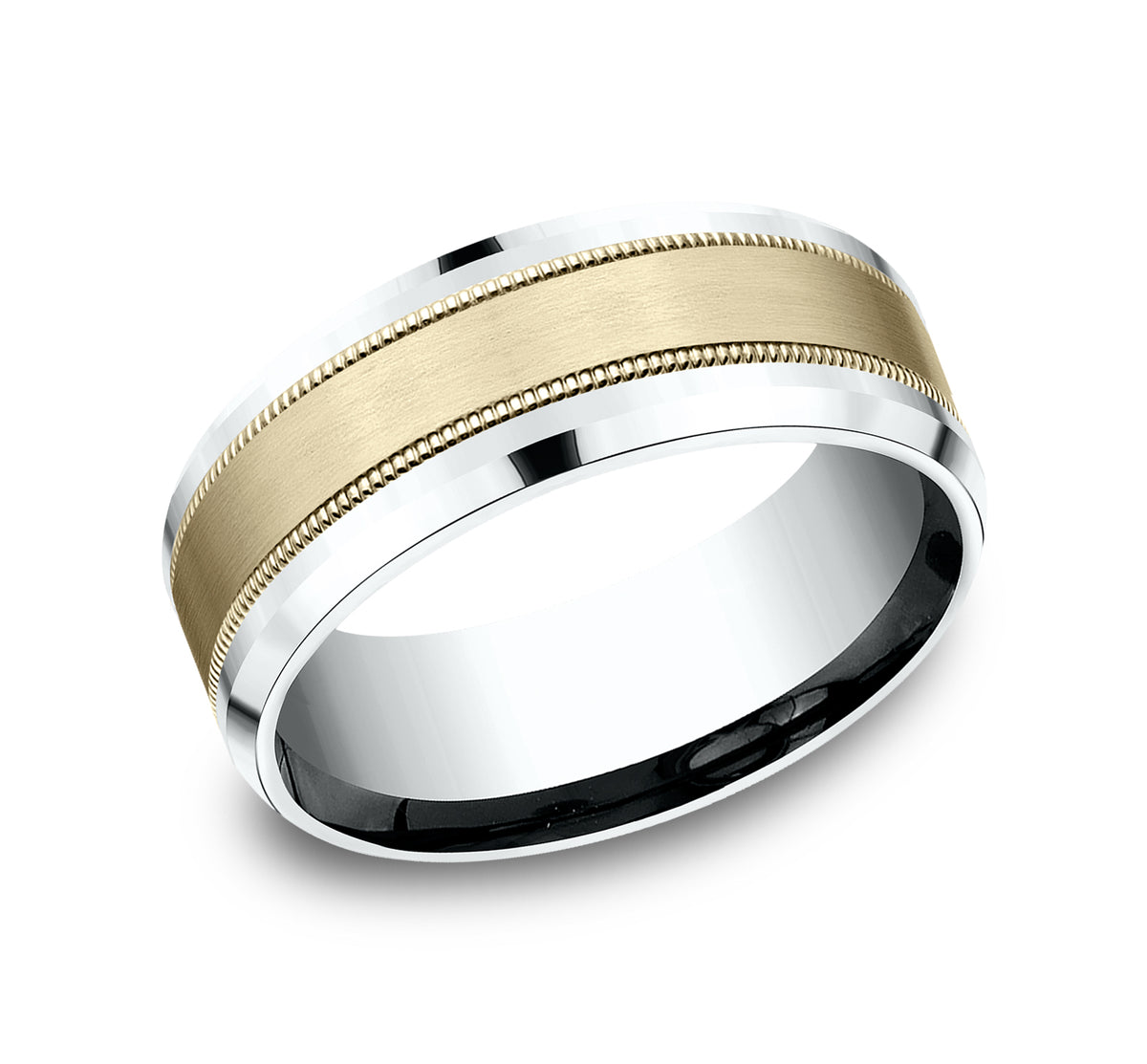THE PROFESSOR 8mm 14K White/Yellow Benchmark men's wedding band