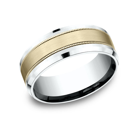 THE PROFESSOR 8mm 14K White/Yellow Benchmark men's wedding band