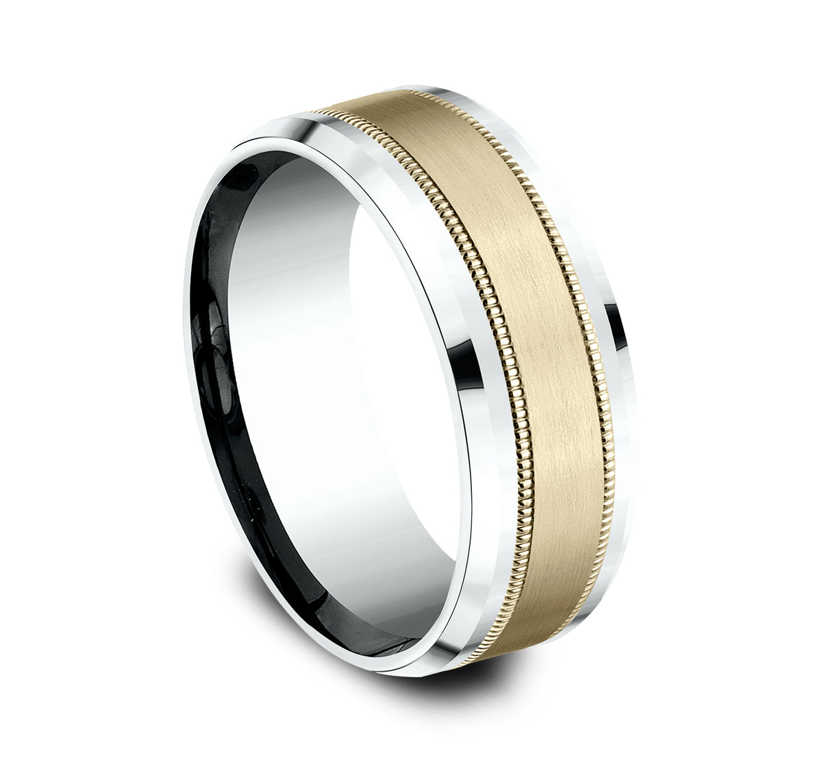 THE PROFESSOR 8mm 14K White/Yellow Benchmark men's wedding band