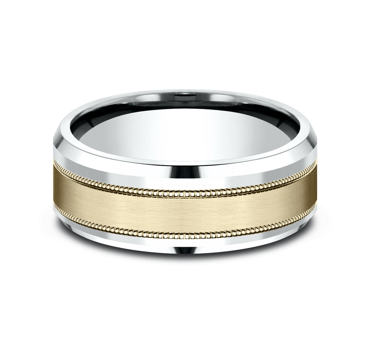 THE PROFESSOR 8mm 14K White/Yellow Benchmark men's wedding band