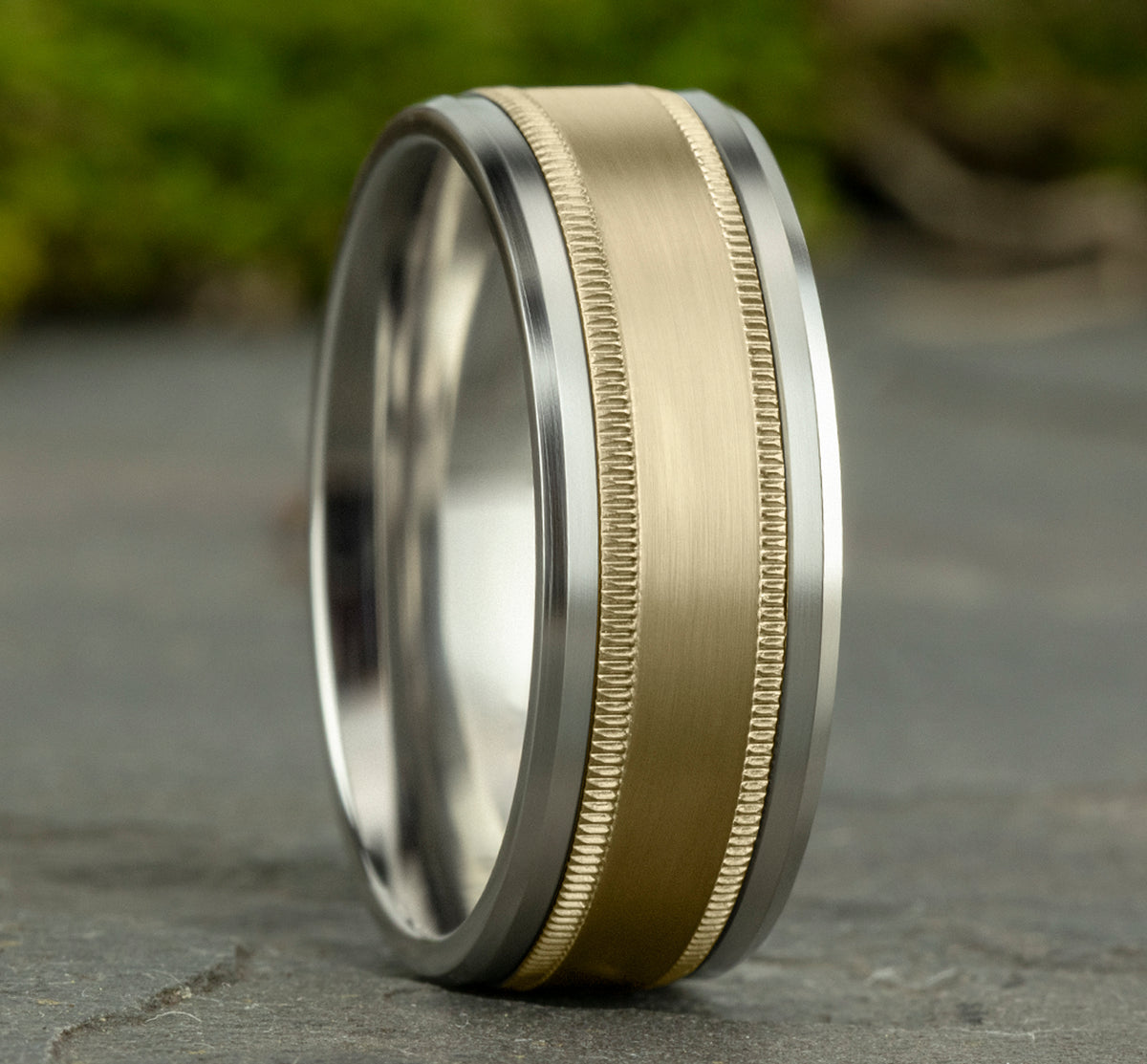 THE PROFESSOR 8mm 14K White/Yellow Benchmark men's wedding band