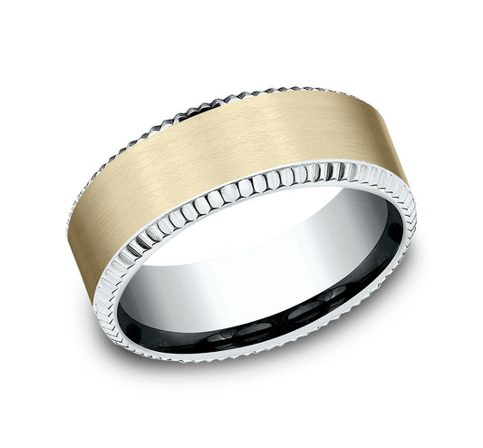 THE GENERAL 8mm 14K White/Yellow Benchmark men's wedding band