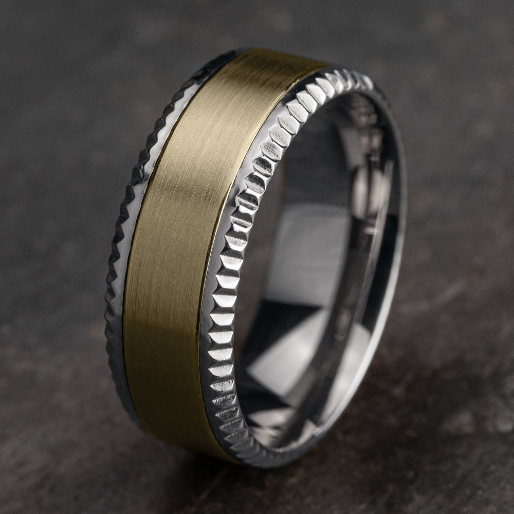 THE GENERAL 8mm 14K White/Yellow Benchmark men's wedding band