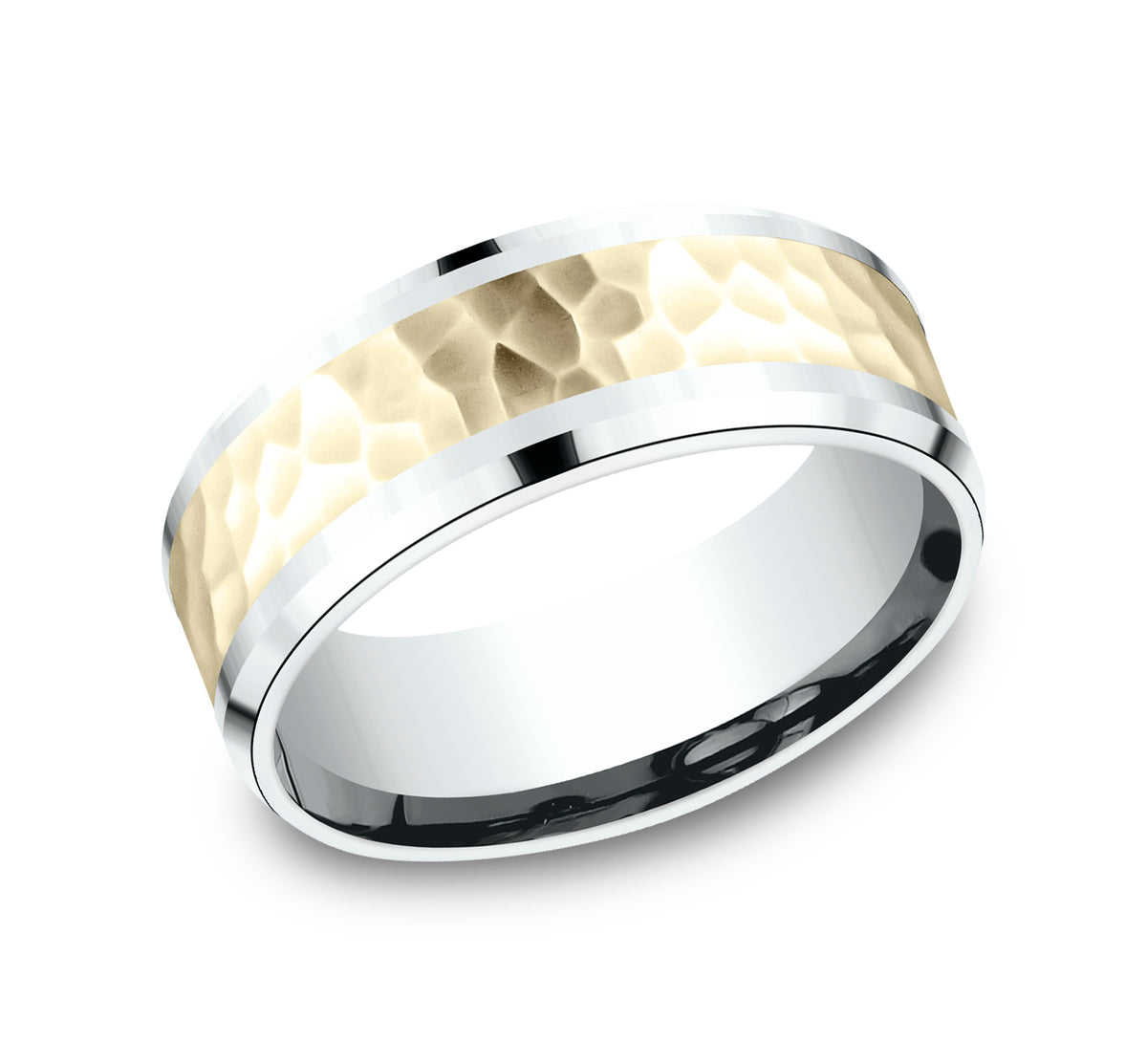 THE BORLAND 8mm 14K White/Yellow Benchmark men's wedding band
