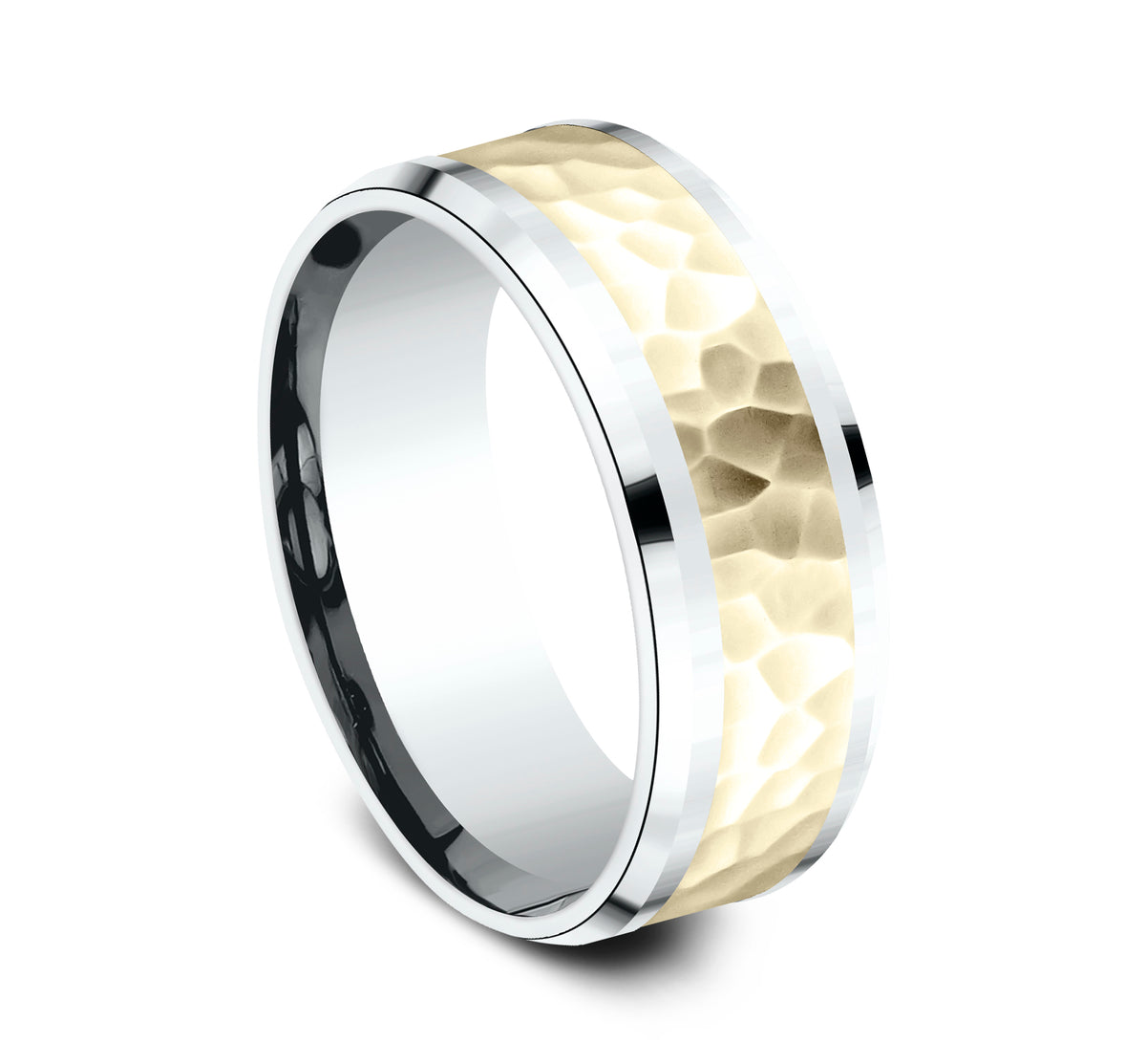 THE BORLAND 8mm 14K White/Yellow Benchmark men's wedding band