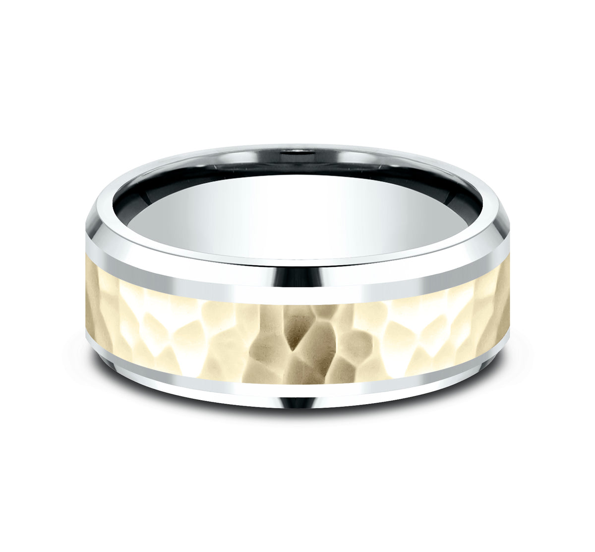 THE BORLAND 8mm 14K White/Yellow Benchmark men's wedding band