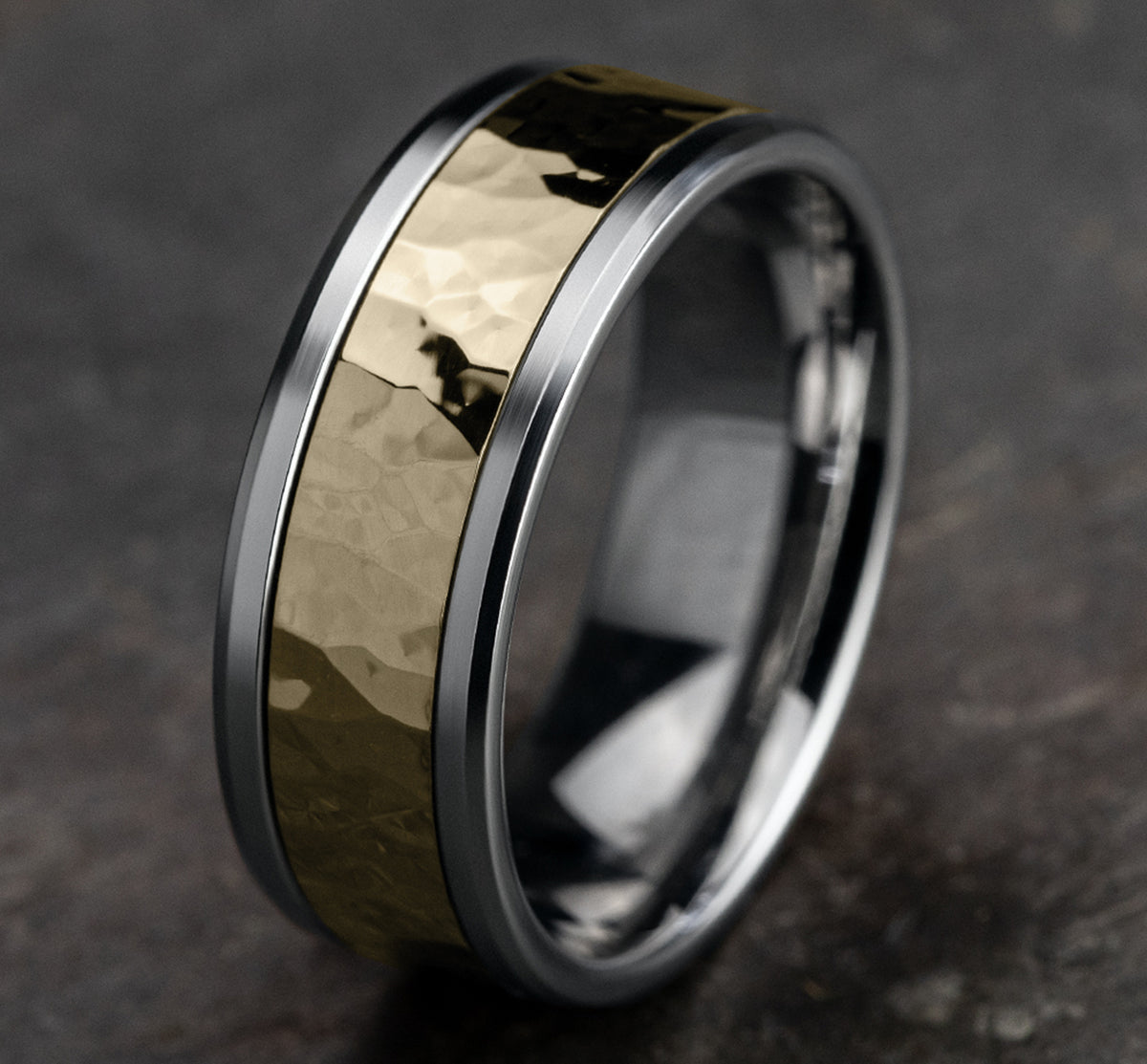 THE BORLAND 8mm 14K White/Yellow Benchmark men's wedding band