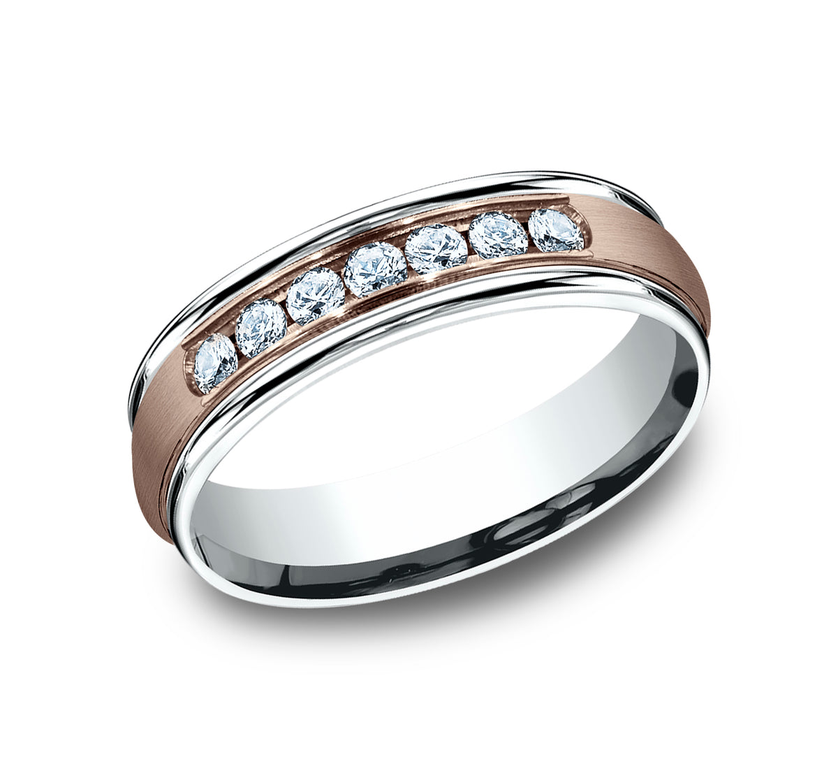 THE ROOSEVELT 6mm 14K White/Rose Benchmark men's wedding band