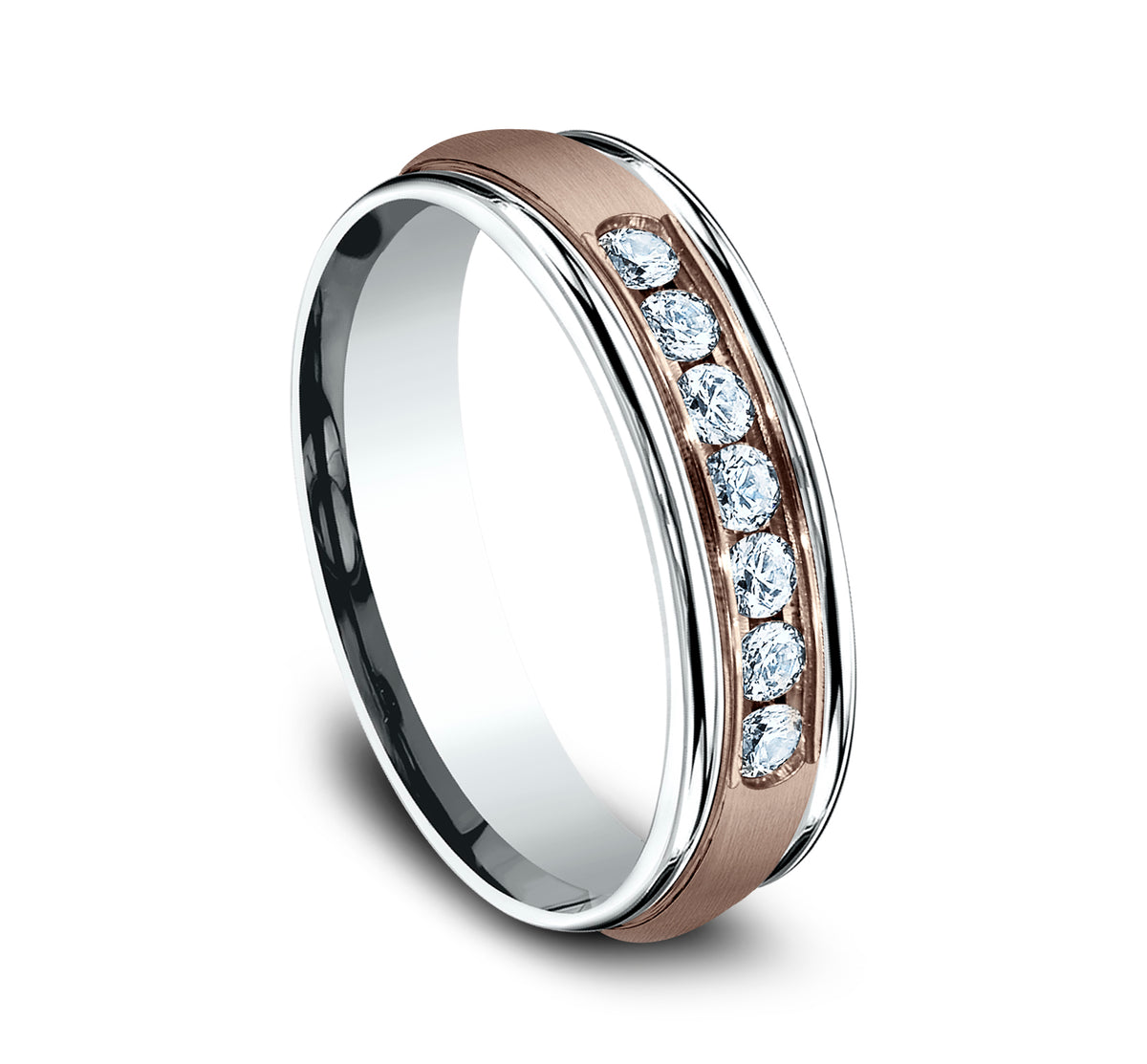 THE ROOSEVELT 6mm 14K White/Rose Benchmark men's wedding band