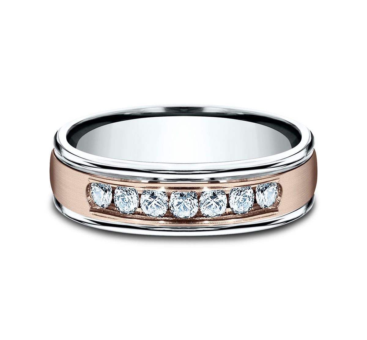 THE ROOSEVELT 6mm 14K White/Rose Benchmark men's wedding band