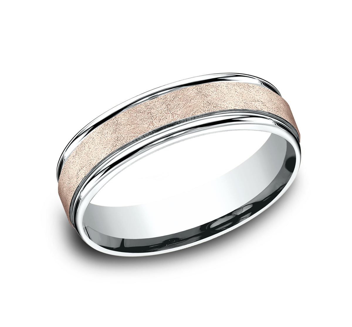 THE VOLTAIRE 6mm 14K White/Rose Benchmark men's wedding band