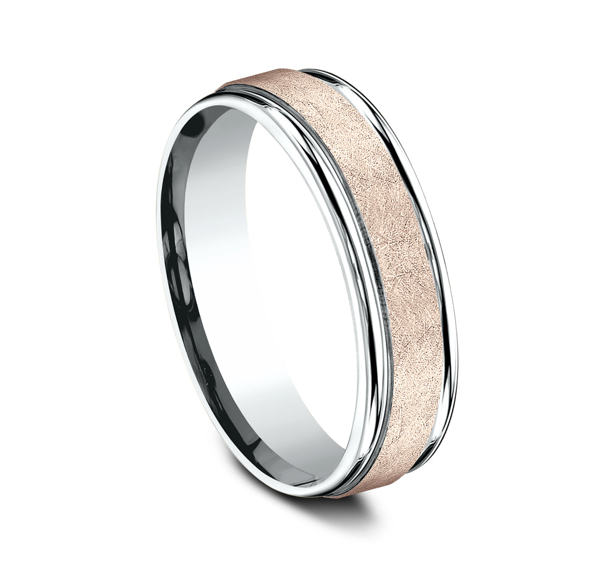 THE VOLTAIRE 6mm 14K White/Rose Benchmark men's wedding band
