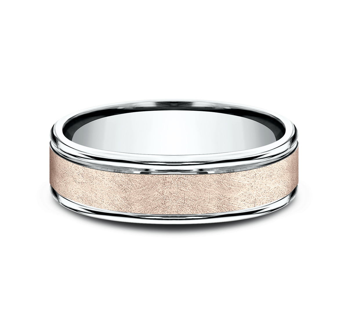 THE VOLTAIRE 6mm 14K White/Rose Benchmark men's wedding band