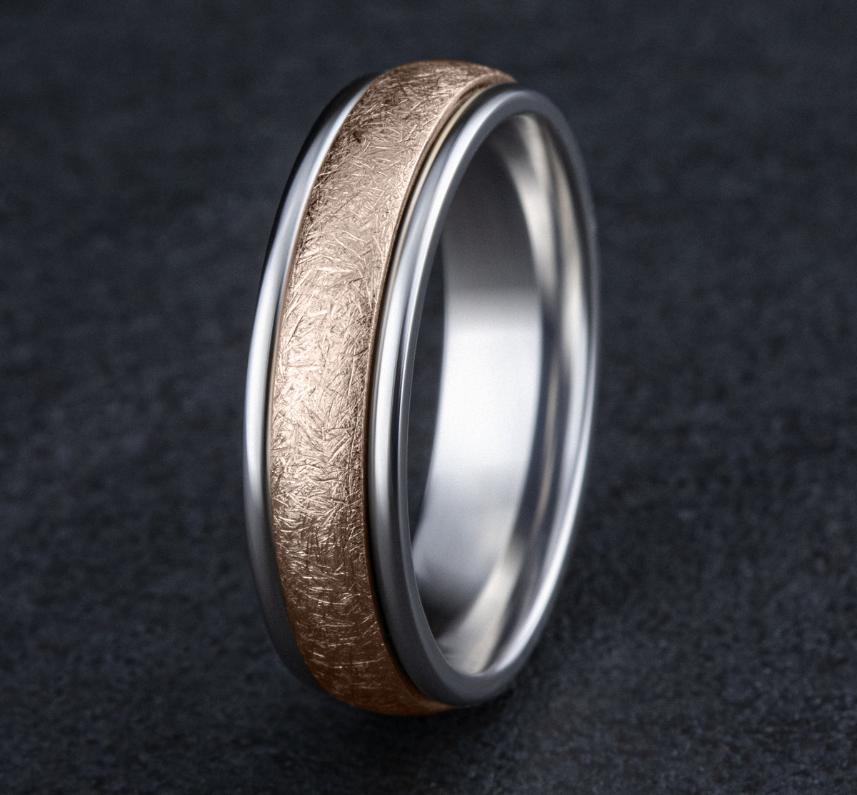 THE VOLTAIRE 6mm 14K White/Rose Benchmark men's wedding band