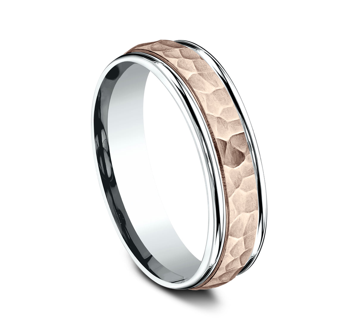 THE SWANSON 6mm 14K White/Rose Benchmark men's wedding band