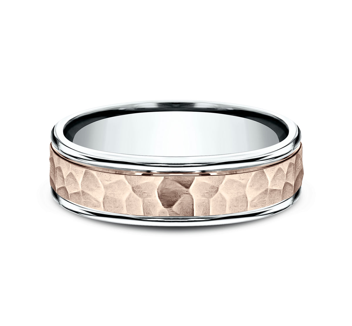 THE SWANSON 6mm 14K White/Rose Benchmark men's wedding band