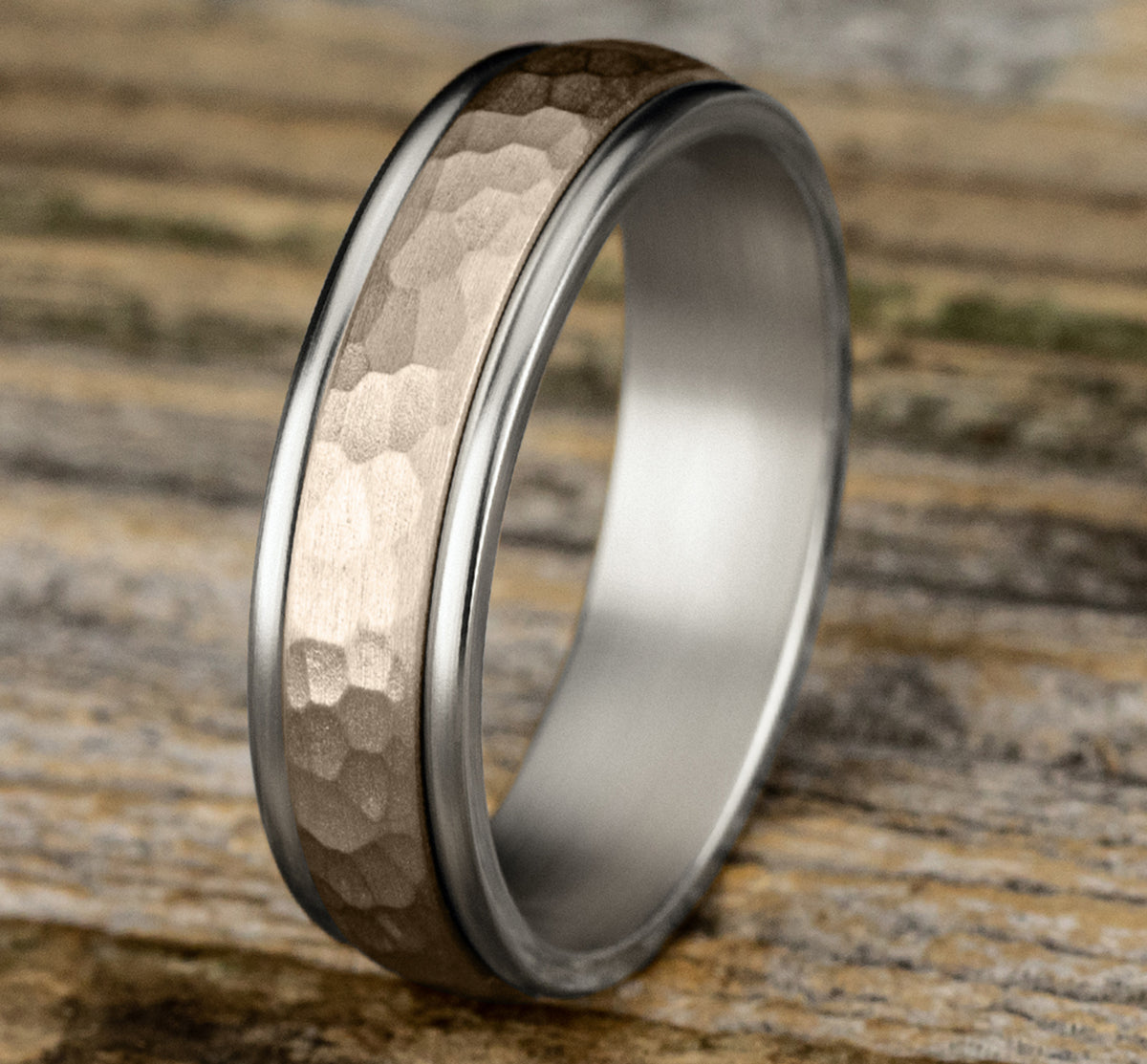 THE SWANSON 6mm 14K White/Rose Benchmark men's wedding band