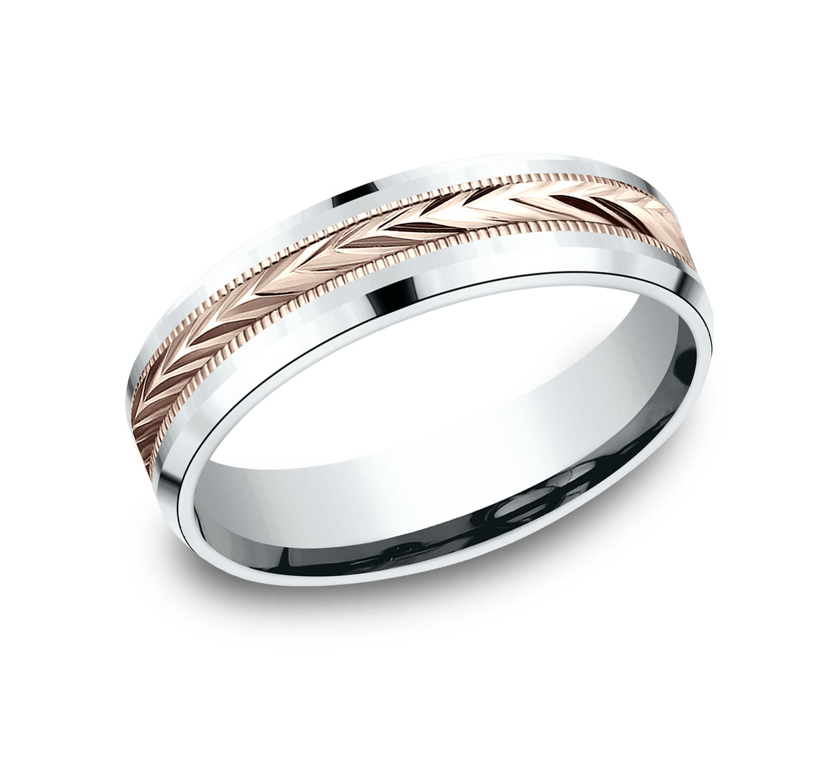 THE ELECTOR 6mm 14K White/Rose Benchmark men's wedding band
