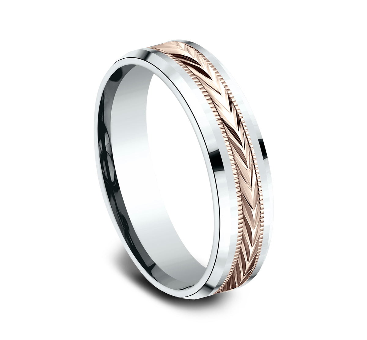 THE ELECTOR 6mm 14K White/Rose Benchmark men's wedding band