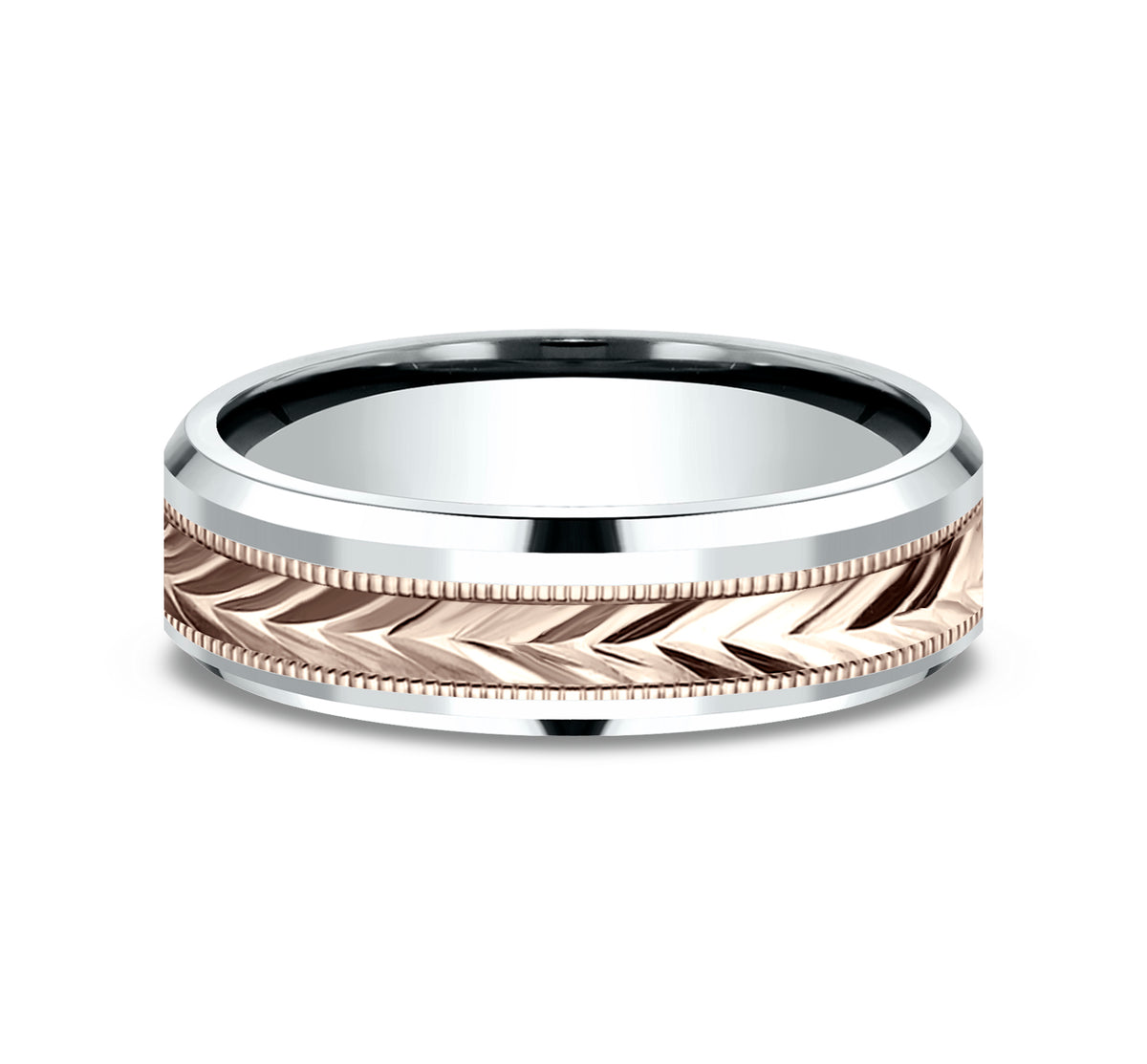 THE ELECTOR 6mm 14K White/Rose Benchmark men's wedding band