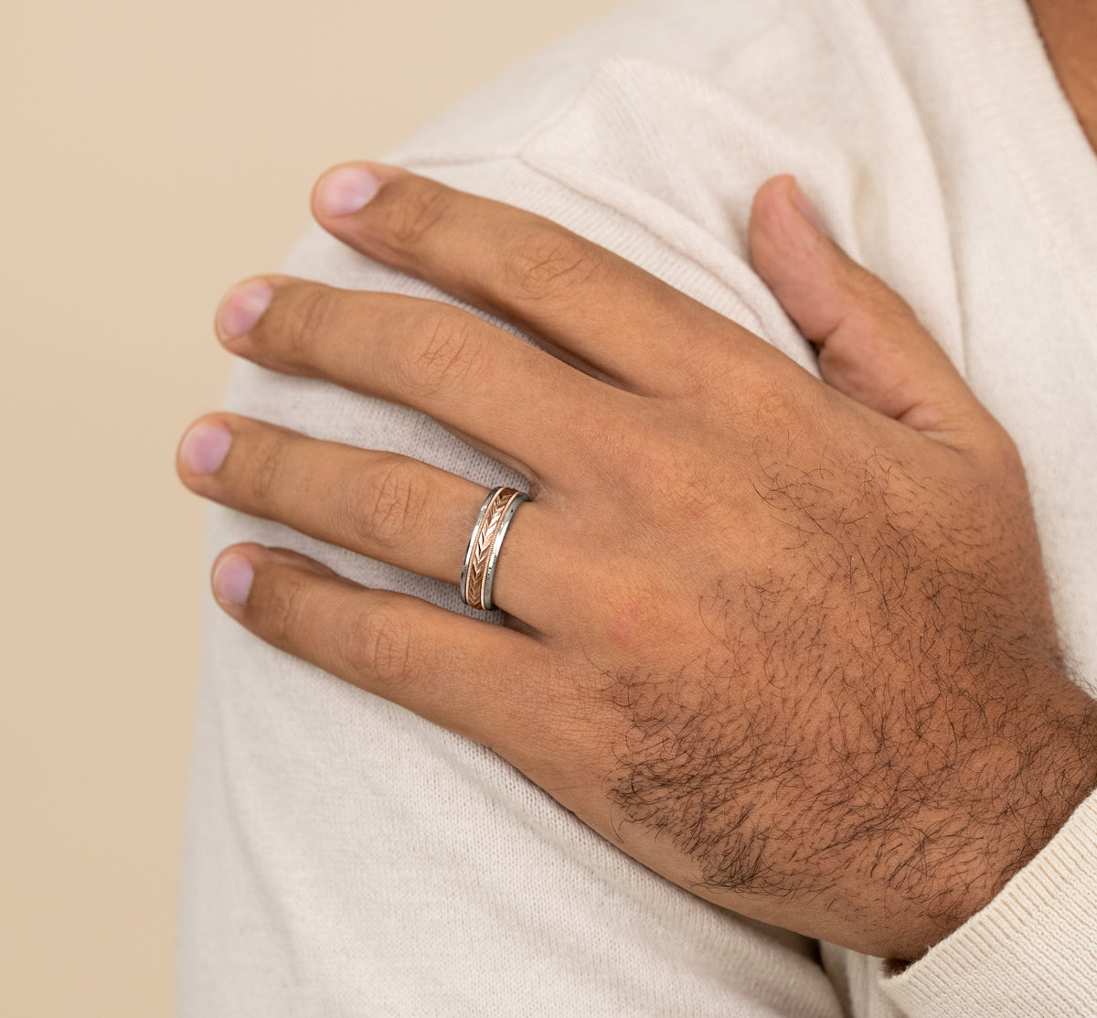 THE ELECTOR 6mm 14K White/Rose Benchmark men's wedding band