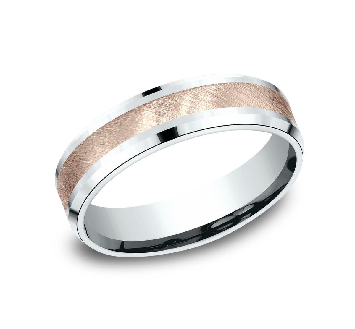 THE CAESAR 6mm 14K White/Rose Benchmark men's wedding band