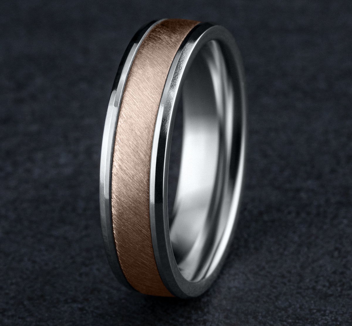 THE CAESAR 6mm 14K White/Rose Benchmark men's wedding band