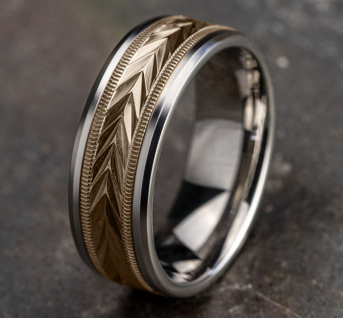 THE ELECTOR 6mm 14K White/Rose Benchmark men's wedding band