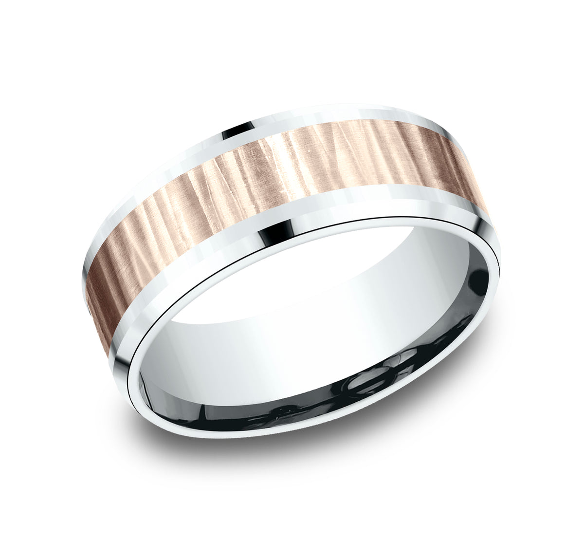 THE EXCAVATOR 8mm 14K White/Rose Benchmark men's wedding band