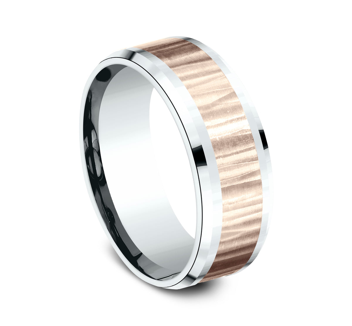 THE EXCAVATOR 8mm 14K White/Rose Benchmark men's wedding band