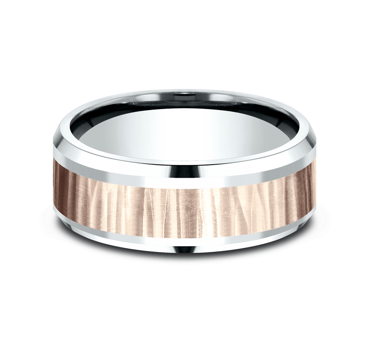 THE EXCAVATOR 8mm 14K White/Rose Benchmark men's wedding band