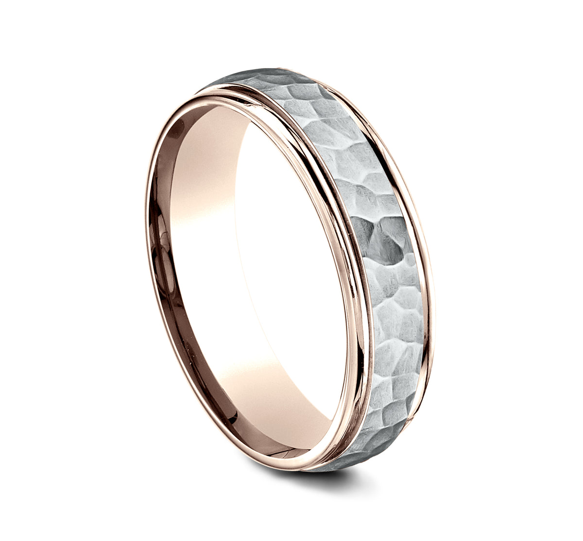 THE SWANSON 6mm 14K Rose/White Benchmark men's wedding band